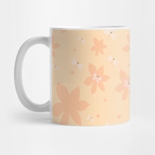 Dusty orange peach pretty flowers and butterflies pattern Mug